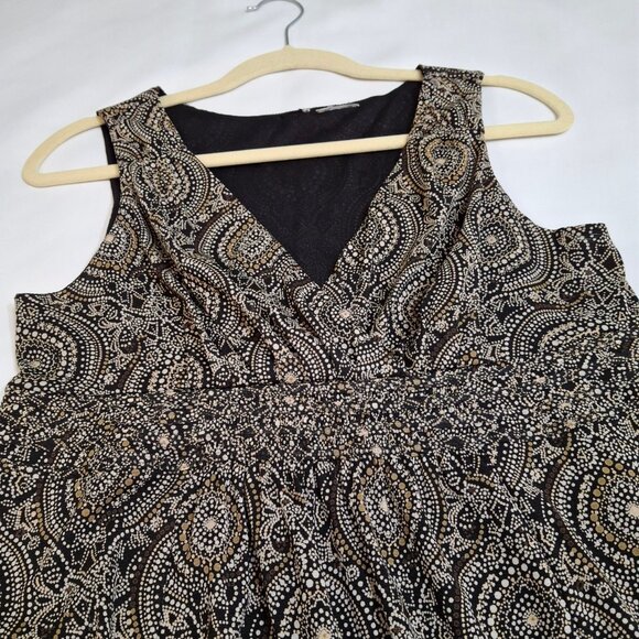 Fit & Flare Lined Netting Dress Size M Wrap Top Sleeveless Smocked Elastic Waist - Picture 6 of 15